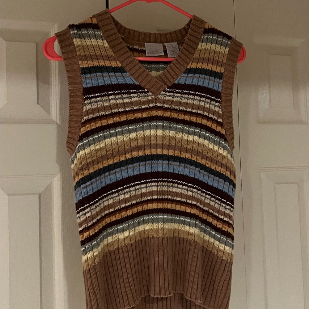 Striped Sleeveless Knit Sweater Vest